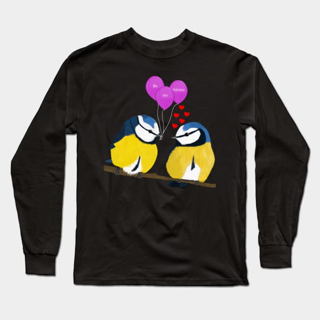 Valentine's Day Gift Bird Illustration Long Sleeve T-Shirt by jzbirds